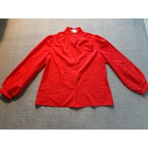 Lady Arrow Red Long Sleeve Womens Shirt Polyester light weight button Size 18
